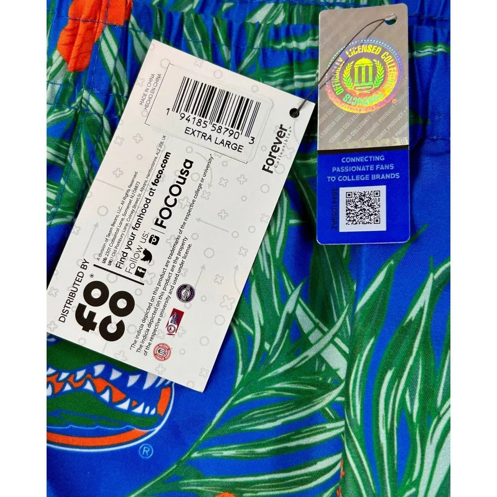 UNIVERSITY of FLORIDA Gators Mens XL Swim Trunks Floral Tropical Blue Orange NWT